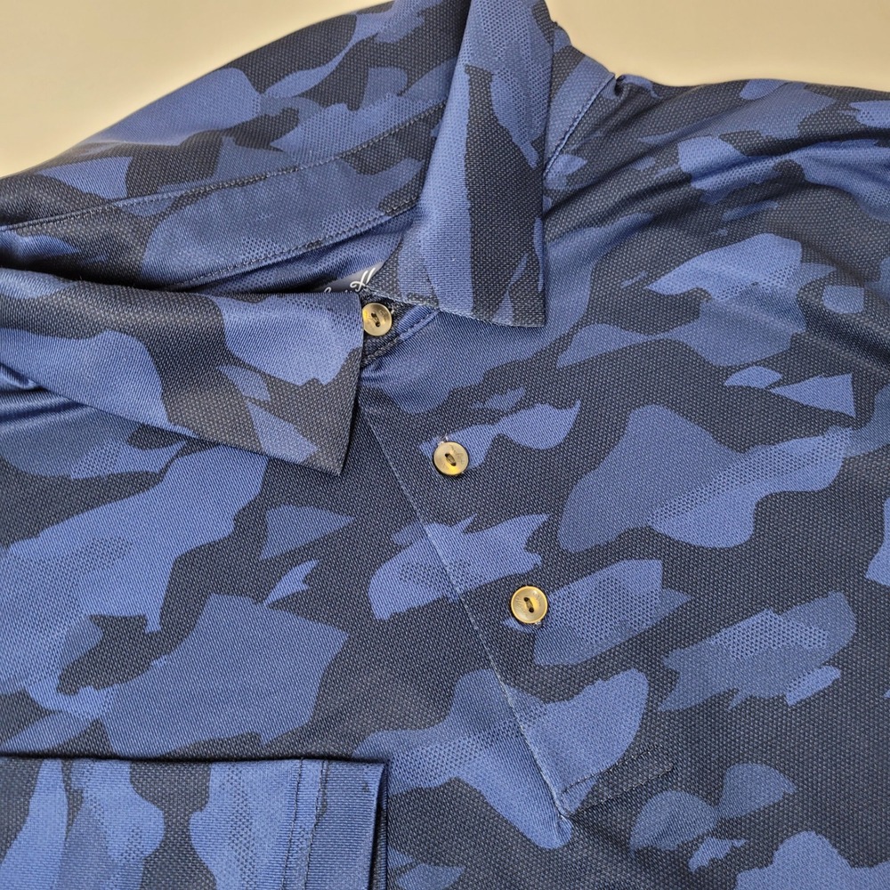 Ben Hogan Polo Shirt Mens 3XL Blue Excellent Camo Performance Stretch Golf